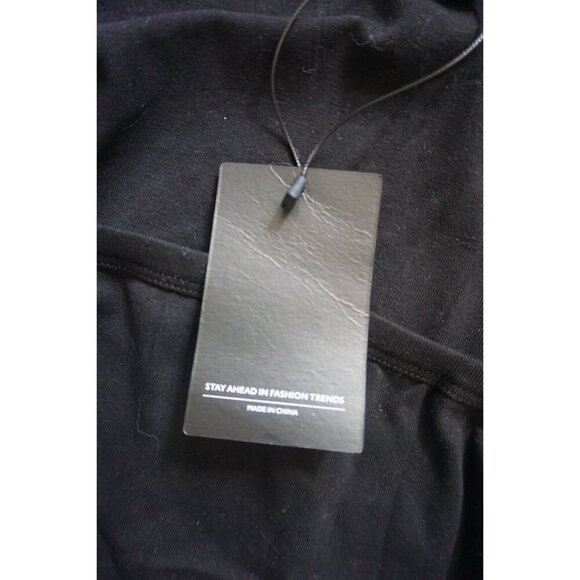 IWD Black Long Sleeve Bodysuit Square Neck Ribbed Slim Fit - Size M NWT - Picture 6 of 7